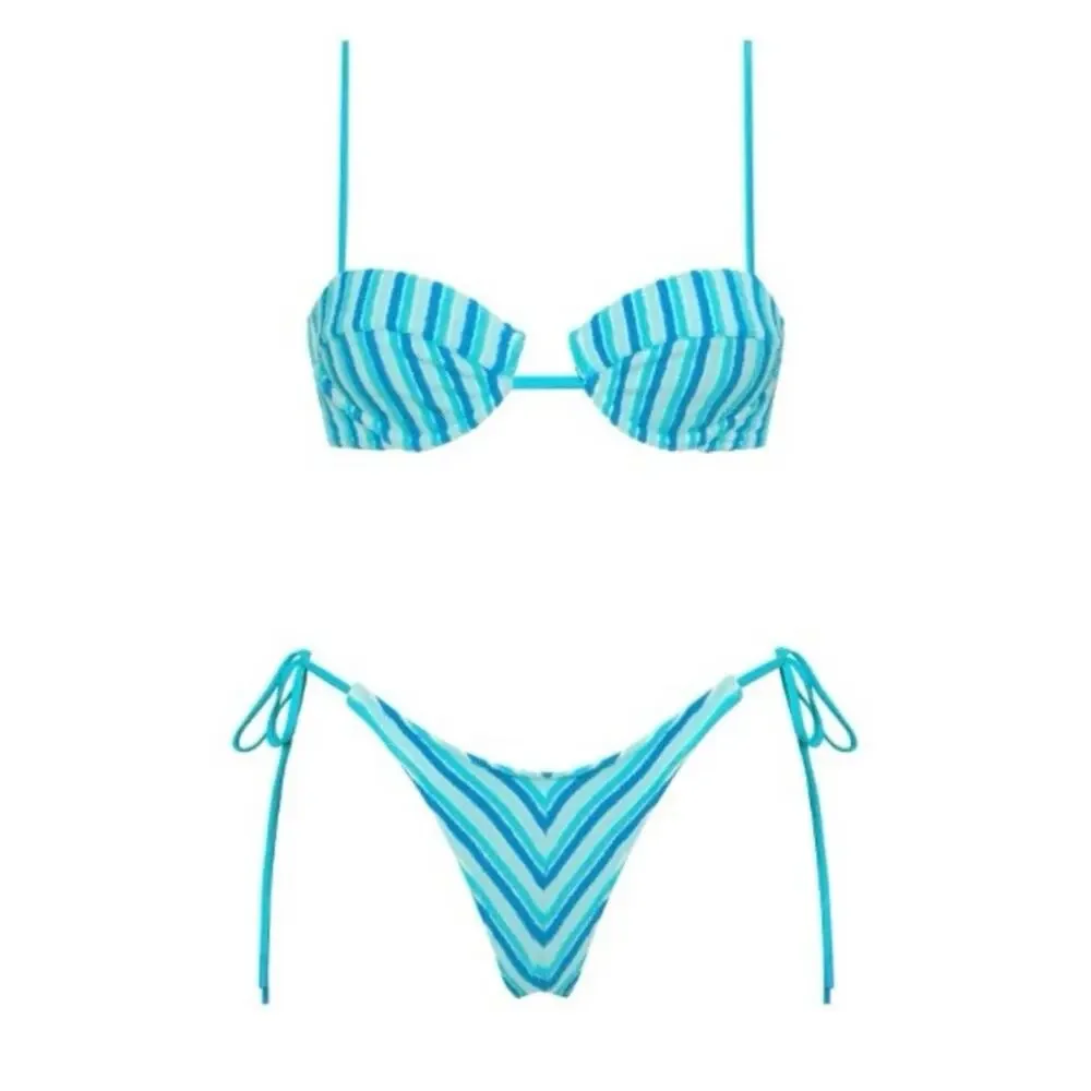 Triangl Swimwear Mala Sour Stripe Terry Towelling Bikini Set Size XL